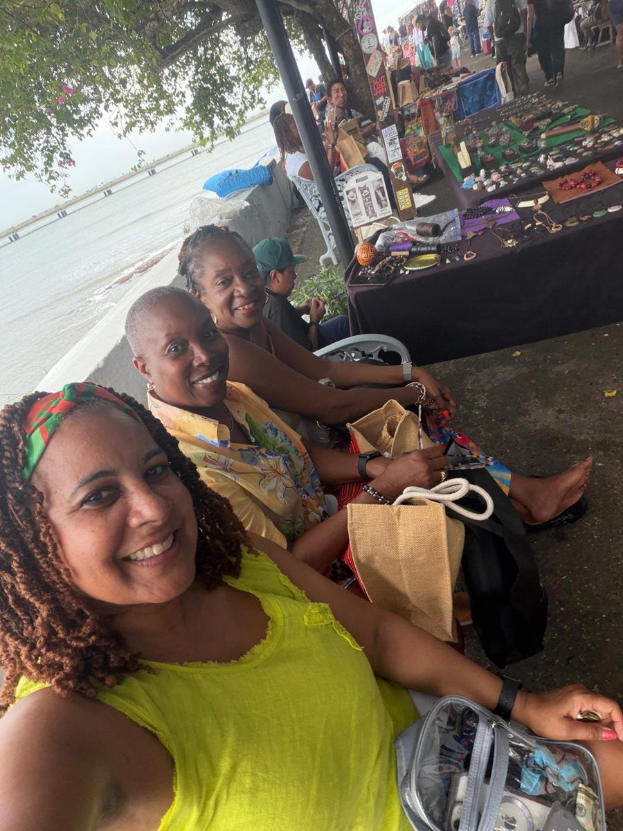 Group selfie at the artisan market