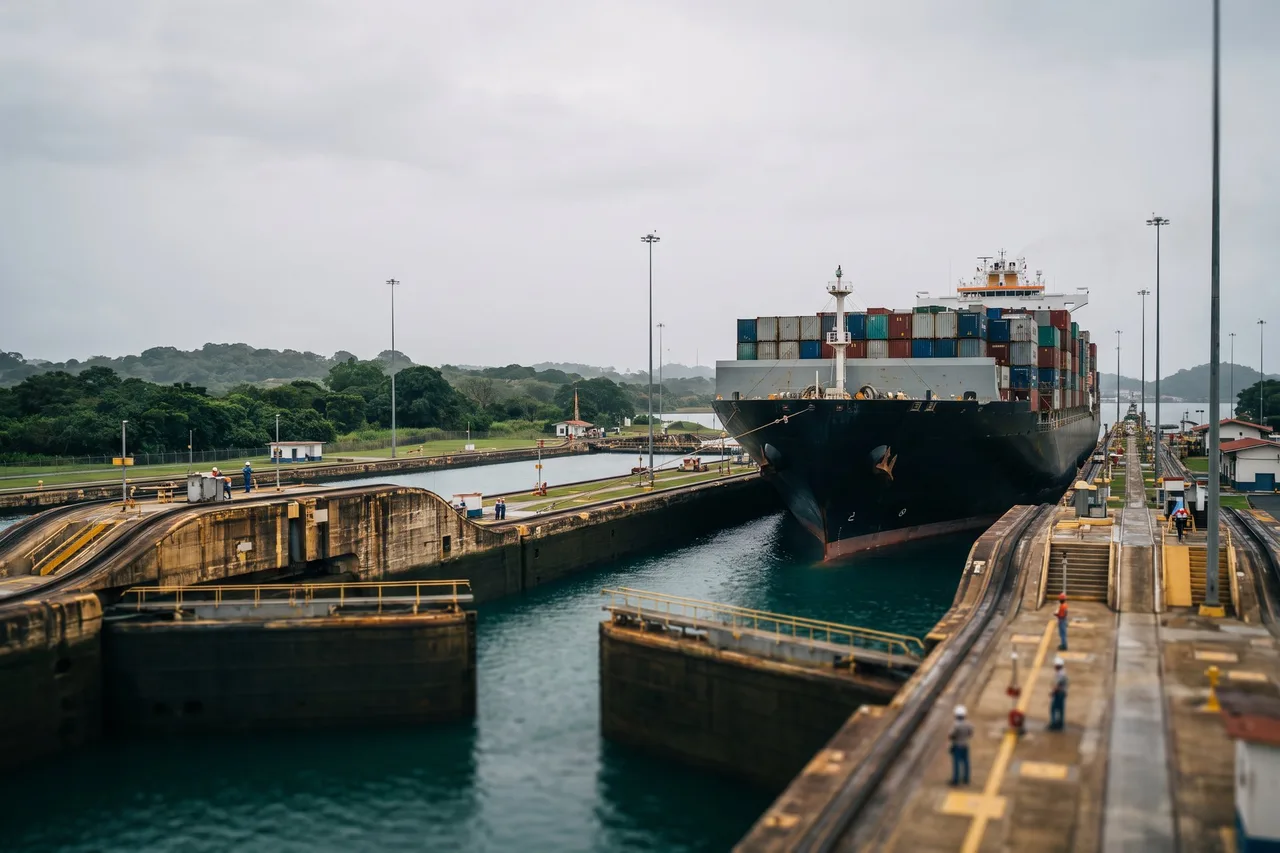 Miraflores Locks, Panama Canal — ships crossing the locks
